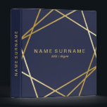 Modern Gold Geometric Midnight Blue 1 inch Binder<br><div class="desc">Modern Chic Minimalist Trendy Gold Geometric Pattern Midnight Blue 1 inch Binder is easy to customize! Editable & Customizable! Perfect for many visual creative edge professions looking Ideal for Event Planner, Wedding Planner, Consultant, Stylists, Designers, MakeUp Artists, Salon and Creative Professionals. Also suitable for other professions Designers, , Interior Decorator,...</div>