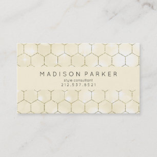 Modern Gold Geometric Pattern on Ecru Business Card