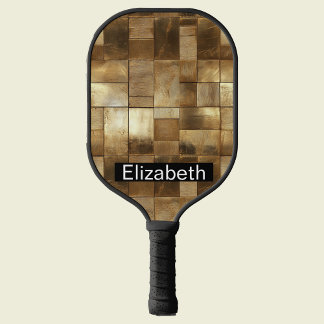 Modern Gold Geometric Personalized Pickleball Paddle