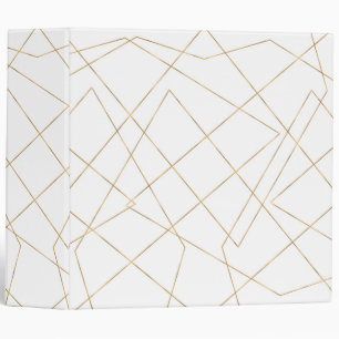 Modern Gold Geometric Strokes Abstract Design Binder