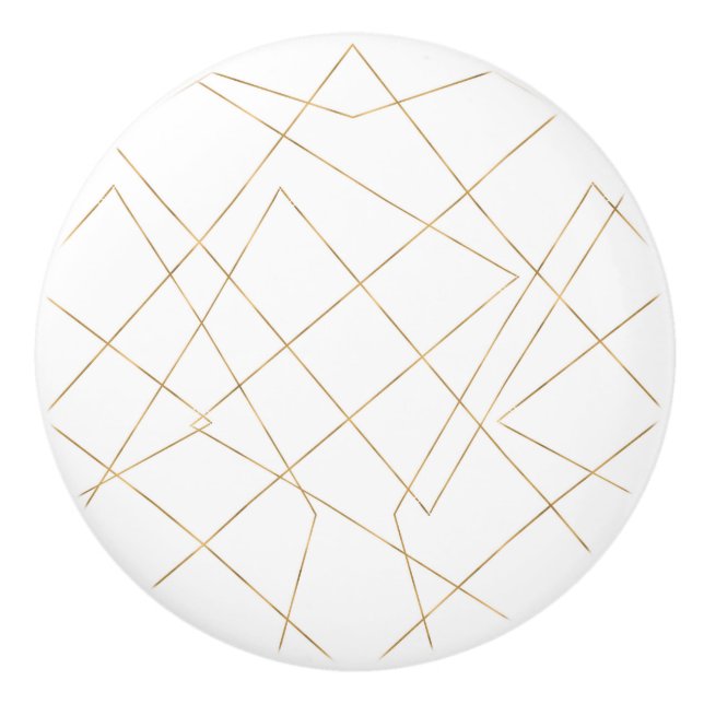 Modern Gold Geometric Strokes Abstract Design Ceramic Knob (Front)