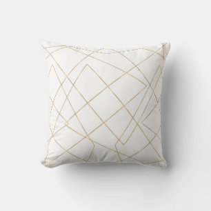 Modern Gold Geometric Strokes Abstract Design Throw Pillow