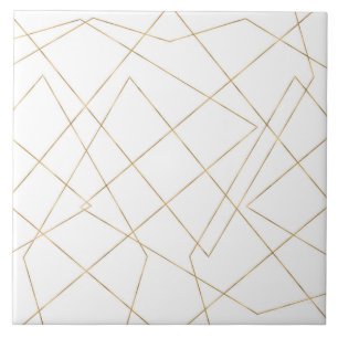 Modern Gold Geometric Strokes Abstract Design Tile
