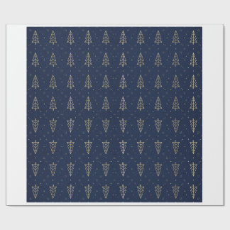 Modern Gold Geometric Tree Navy Christmas Wrapping Paper