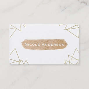 Modern Gold Geometric Triangles Peach Brush Modern Business Card