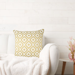 Modern Gold Geometric wave Pattern Throw Pillow