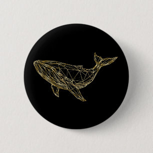 Modern Gold Geometric Whale 2 Inch Round Button