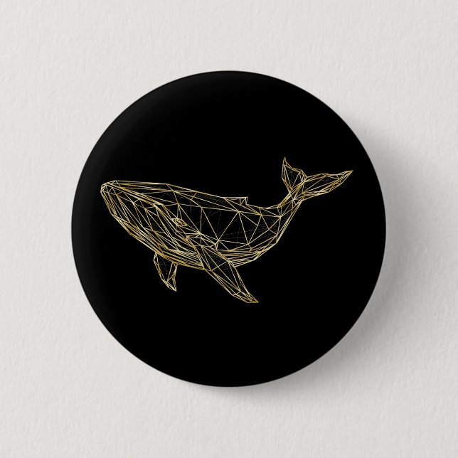 Modern Gold Geometric Whale 2 Inch Round Button (Front)