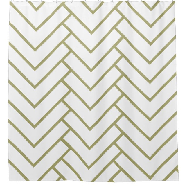 Modern Gold Geometrical Pattern Shower Curtain (Front)