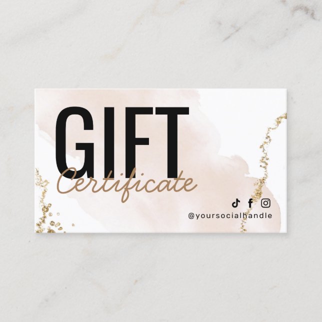 Modern Gold Gift Certificate  (Front)