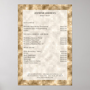 Modern, gold glam salon price list Poster
