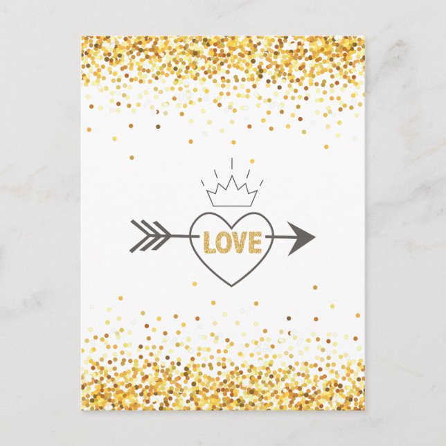 Modern Gold Glitter & Arrow True Heart Postcard (Front)
