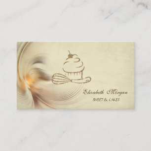 Modern Gold Glitter Bakery Cupcake Whisk Business Card