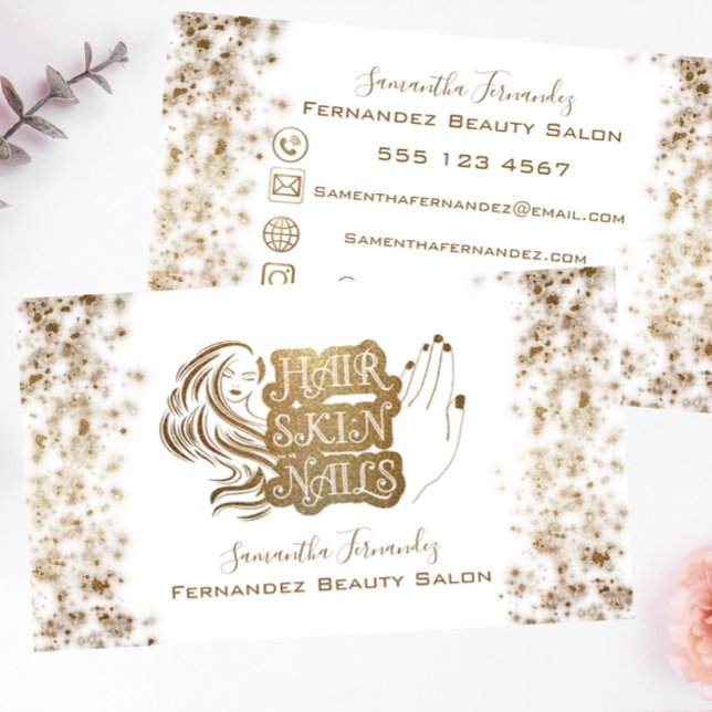 Modern Gold Glitter Beauty Salon Business Card (Creator Uploaded)