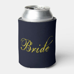 Modern gold glitter bride can cooler