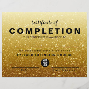 Modern  Gold Glitter Certificate of Completion