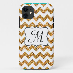 Modern Gold Glitter Chevron Monogram IPHONE 5 Case