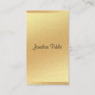 Modern Gold Glitter Chic Hand Script Professional Business Card