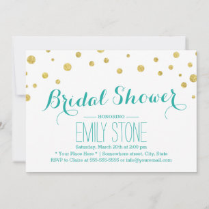 Modern Gold Glitter Confetti Dots Bridal Shower Invitation