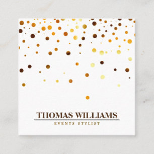 Modern Gold Glitter Confetti Faux Foil Square Business Card