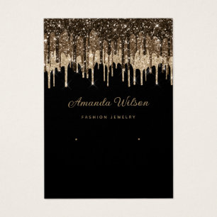 Modern gold Glitter Drips earring display card 