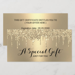 Modern Gold Glitter Drips Salon Gift Certificates