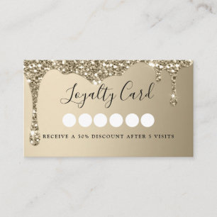 Modern Gold Glitter Drop Salon & Spa Loyalty  Business Card