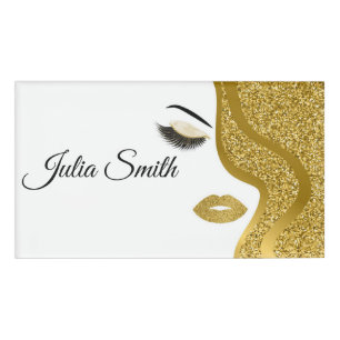Modern Gold Glitter Effect  Name Tag