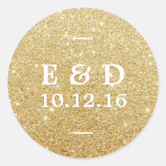 Modern Gold Glitter Elegant Wedding Favour Classic Round Sticker