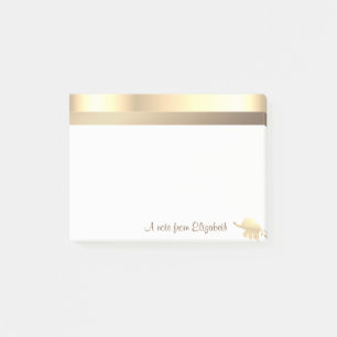 Modern Gold Glitter Elephant -Personalized Post-it Notes