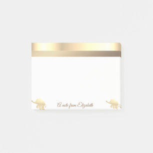 Modern Gold Glitter Elephants -Personalized Post-it Notes