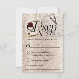 Modern Gold Glitter Fairytale Wedding RSVP Card