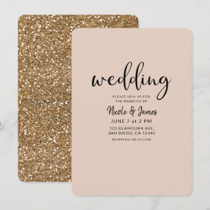 Modern Gold Glitter Glam ANY COLOR Wedding Invitation