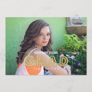 Modern Gold Glitter Graduation Invitations