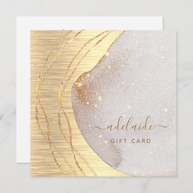 Modern Gold Glitter Hair Stylist Gift Certificate (Front/Back)