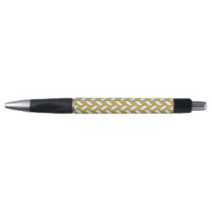 Modern Gold Glitter Herringbone Chevron Pen