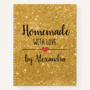 Modern gold glitter Homemade with love recipe Notebook