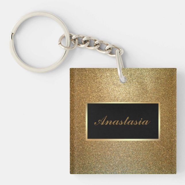 Modern Gold Glitter Keychain (Front)
