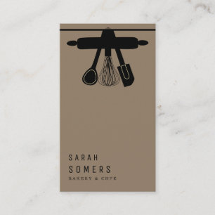 Modern Gold Glitter Knife & Whisk Bakery Business  Card