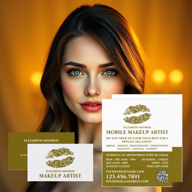 Modern Gold Glitter Lips, Makeup Artist Advert Flyer (Creator Uploaded)