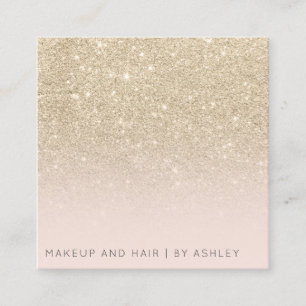 Modern gold glitter ombre makeup professional square business card