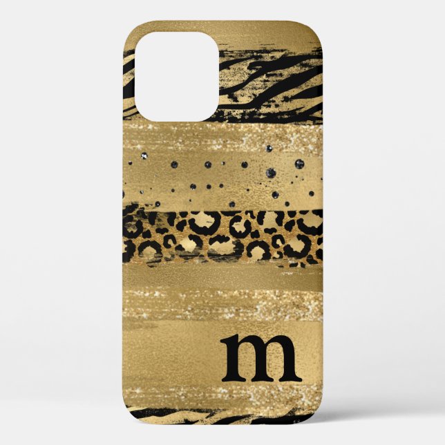 Modern Gold Glitter Script Monogram Case (Back)