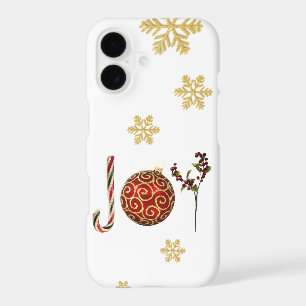Modern gold glitter snowflakes with arty Joy
