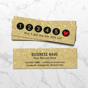 Modern Gold Glitter Sparkles 6 Punch Loyalty Card