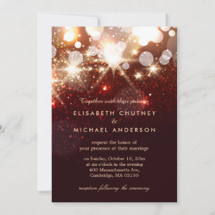 Modern Gold Glitter Sparkles Elegant Wedding Invitation