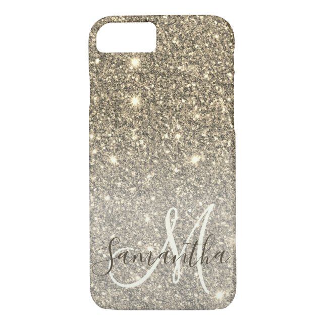 Modern Gold Glitter Sparkles Personalized Name Case-Mate iPhone Case (Back)