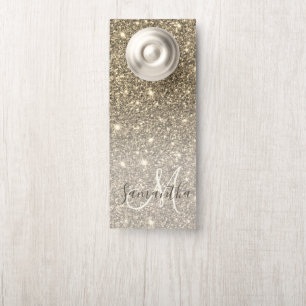 Modern Gold Glitter Sparkles Personalized Name Door Hanger