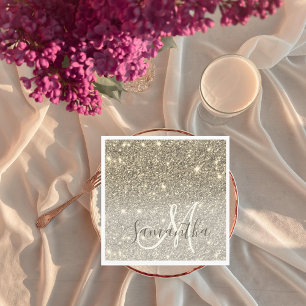 Modern Gold Glitter Sparkles Personalized Name Napkin