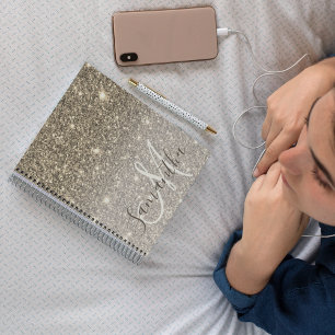 Modern Gold Glitter Sparkles Personalized Name Notebook