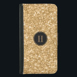 Modern Gold Glitter & Texture Print Samsung Galaxy S5 Wallet Case<br><div class="desc">Elegant modern gold glitter and sparkles texture print. Black circle and custom monogram are optional.</div>
